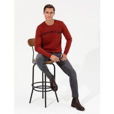 Cacharel Erkek Kiremit Slim Fit Bisiklet Yaka Triko Kazak 50259268-VR031