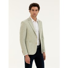 Cacharel Erkek Çağla Yeşili Slim Fit Yün İpek Karışımlı Ceket 50284564-VR016