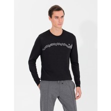 Cacharel Erkek Siyah Slim Fit Bisiklet Yaka Triko Kazak 50259268-VR046