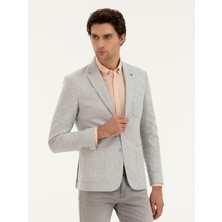 Cacharel Erkek Açık Gri Slim Fit Yün Keten Karışımlı Ceket 50284564-VR001