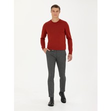 Cacharel Erkek Koyu Kiremit Slim Fit Bisiklet Yaka Triko Kazak 50270174-VR206