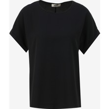 People By Fabrika Bisiklet Yaka Düz Siyah Kadın Bluz SPBF4SL-BLZ5569