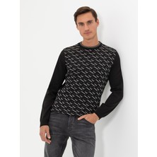 Cacharel Erkek Siyah Slim Fit Pamuk Karışımlı Bisiklet Yaka Triko Kazak 50258882-VR046