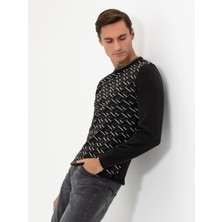 Cacharel Erkek Siyah Slim Fit Pamuk Karışımlı Bisiklet Yaka Triko Kazak 50258882-VR046