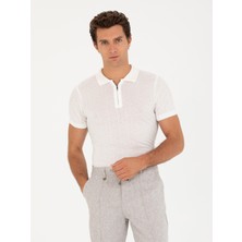 Cacharel Erkek Beyaz Slim Fit Polo Yaka Triko T-Shirt 50265894-VR013