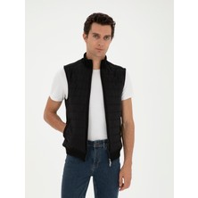 Cacharel Erkek Siyah Slim Fit İnce Kapitone Mont Yelek 50287900-VR046