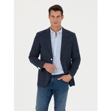 Cacharel Erkek Lacivert Slim Fit Yün Keten Karışımlı Ceket 50265209-VR033