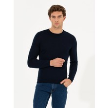 Cacharel Erkek Lacivert Slim Fit Bisiklet Yaka Basic Triko Kazak 50237038-VR033