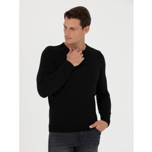Cacharel Erkek Siyah Slim Fit Bisiklet Yaka Triko Kazak 50270175-VR046