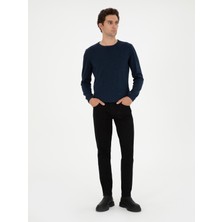 Cacharel Erkek Lacivert Slim Fit Yün Karışımlı Bisiklet Yaka Triko Kazak 50280595-VR033