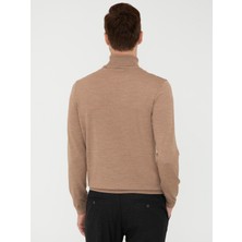 Cacharel Erkek Camel Slim Fit Balıkçı Yaka Basic Triko Kazak 50237052-VR015