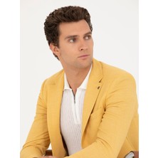 Cacharel Erkek Sarı Slim Fit Yün Keten Karışımlı Ceket 50264777-VR044