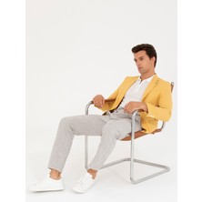 Cacharel Erkek Sarı Slim Fit Yün Keten Karışımlı Ceket 50264777-VR044