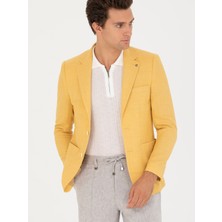 Cacharel Erkek Sarı Slim Fit Yün Keten Karışımlı Ceket 50264777-VR044