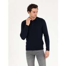 Cacharel Erkek Lacivert Slim Fit Polo Yaka Basic Triko Kazak 50257384-VR033