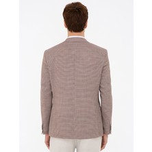 Cacharel Erkek Kahverengi Slim Fit Yün Keten Ceket 50233097-VR163