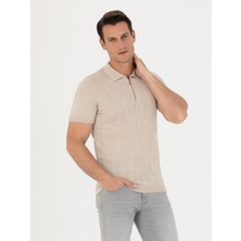 Cacharel Erkek Bej Slim Fit Polo Yaka Triko T-Shirt 50265551-VR011