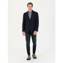 Cacharel Erkek Lacivert Slim Fit Yün Karışımlı Spor Ceket 50272700-VR033