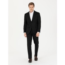 Cacharel Erkek Siyah Slim Fit Flanel Yün Karışımlı Kumaş Pantolon 50273665-VR046