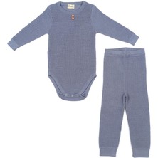 Baboo Waffle Alt - Üst Bebek Takım - Mavi 0-6 Ay