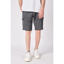 Defy's Erkek Kargo Cepli Jakarlı Regular Fit Bermuda Siyah