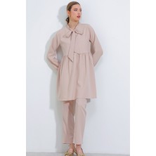 Bigdart Kadın Krem Örme Pantolon Tunik Alt Üst Takım 6654