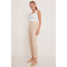 Bigdart Kadın Bej Yüksek Bel Kumaş Pantolon 6650