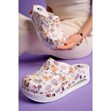 Drmoon Kedi Desenli Hakiki Deri Ortopedik Taban Sabo Terlik