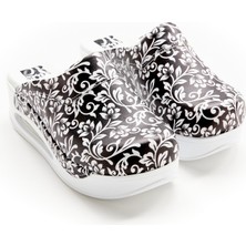 Drmoon Çiçek Desenli Ortopedik Taban Hakiki Deri Sabo Terlik