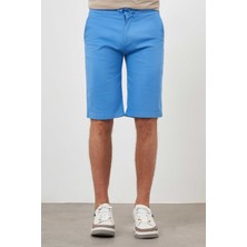 Morven  Erkek Mavi Pamuk Düz Desen Dynamic Fit Şort