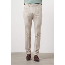 Morven  Erkek Bej Poliviskon Trend Pileli Slim Fit Spor Pantolon