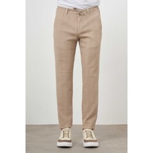 Morven  Erkek Bej Poliviskon Trend Ipli Jogger Slim Fit Spor Pantolon