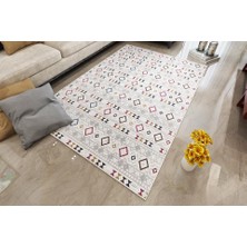 Oves Home Iskandinav Kilim Desenli Kaymaz Taban Yıkanabilir Renkli Halı