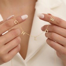 Nox Jewelry 14 Ayar Altın Mikron Kaplama Kişiye Özel İsim Gümüş Kolye – Minimal Harf Tasarım - CNS00517