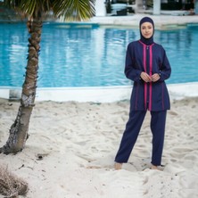 Shopiolog Mikro Kollu Çiçek Desenli Tesettür Mayo