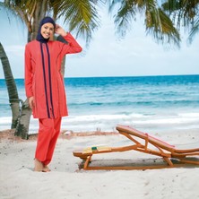 Shopiolog Mikro Kollu Çiçek Desenli Tesettür Mayo