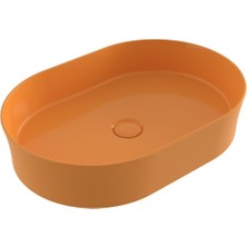 Bocchi Sottile Slim Line Tezgah Üstü Elips 55X38 cm Lavabo Parlak Mandalina Sarısı