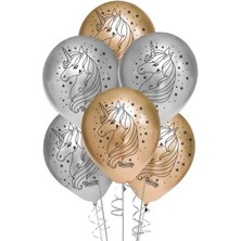 Kikajoy Metalik Balon Elegant Unicorn Baskılı Balon 100LÜ