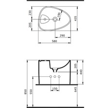 Bocchi Etna Tezgah Üstü Monoblok Lavabo 58 cm Batarya Banklı Parlak Beyaz