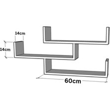 BirbeyStore Duvar Rafı Duvar Dekorasyonu Genişlik 60 Cm Derinlik 14 Cm Genişlik 14 Cm