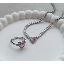 DMR Accessoire Su Yolu Kolye Yüzük Seti Kalpli Set