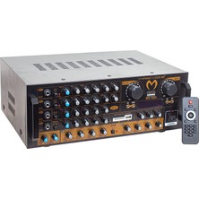 Magıcvoıce MV-1232 2*80W Usb/sd Bt Uk-Balans 4 Mik Giriş-4 Hop Çıkışlı Stereo Küp Mixer Trafosuz Anfi (K0)