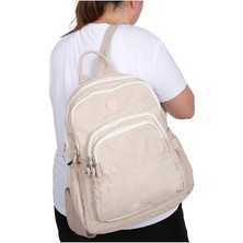 Bagacar Kaliteli Klınkır Hafif Su Geçirmez Kumaş Sırt Çantası Krem