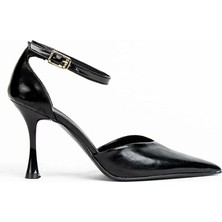 Celandia Siyah metalik Cilt Kadın Topuklu Ayakkabı