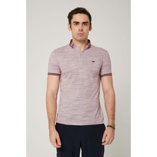 Coonless Triko Yaka Fermuarlı Polo Bordo Erkek Tshirt