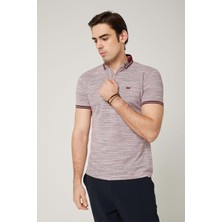 Coonless Triko Yaka Fermuarlı Polo Bordo Erkek Tshirt