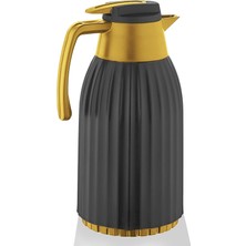 Refox PNG-7004 1,5 Lt Oluklu Cam Termos Gold Siyah