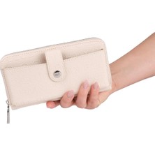 Bagacar Bozuk Para ve Telefon  Bölmeli Kullanışlı Cüzdan Bej
