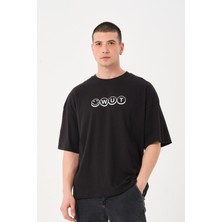 Owut Collection Erkek Bisiklet Yaka Baskı Detaylı Oversize T-Shirt
