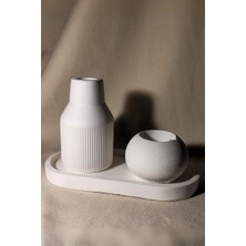 Waımaı 3 Parça Minimal Vazo ve Mumluk Seti Dekoratif Vazo ve Mumluk